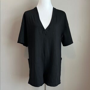 Women's Reversible Black Short Sleeve Oversized Romper Medium